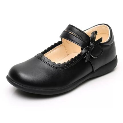 Girls' black leather shoes, 2025 spring/autumn style, formal performance school shoes